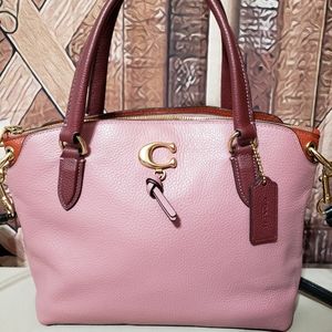 NWOT Authentic COACH Remi Satchel Rose/Wine Colorblock